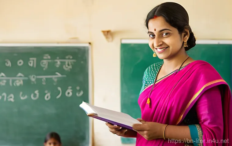 문해교육사와 연봉 협상 성공담 - **Prompt:** A confident and empowered Bengali female literacy teacher, aged around 30-40, stands pro...