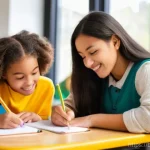 문해교육사 교육 대상별 지도법 - **Personalized Learning in a Diverse, Joyful Classroom**
A vibrant, brightly lit classroom fille...