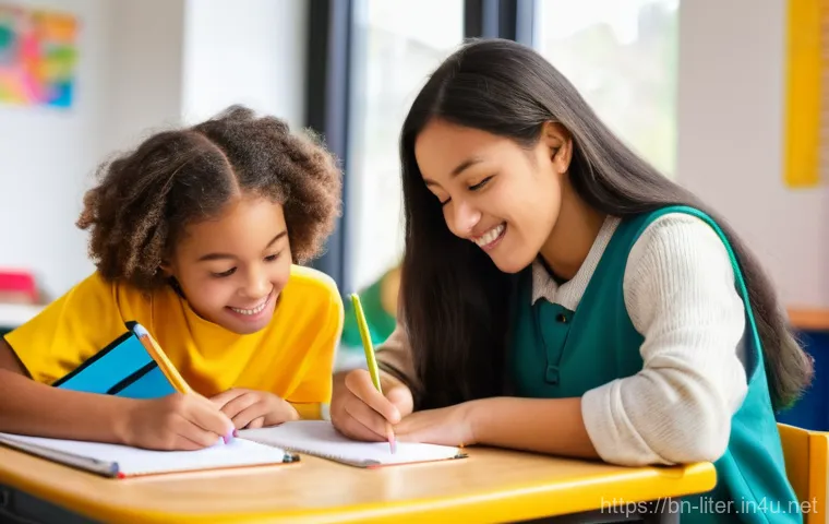 문해교육사 교육 대상별 지도법 - **Personalized Learning in a Diverse, Joyful Classroom**
A vibrant, brightly lit classroom fille...